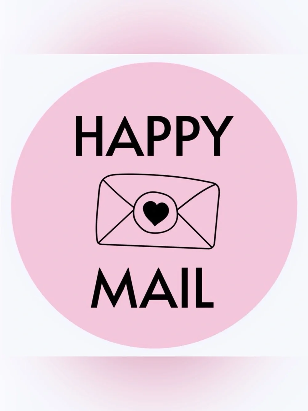 50 STICKERS -‎ 2” ROUND - “HAPPY MAIL” - PINK